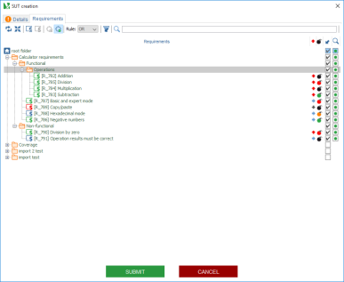 Create a SUT Inheriting requirements from another SUT